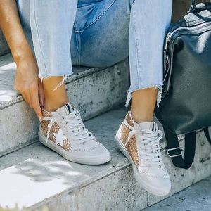 Vici Gold and White Women's Sneakers